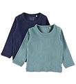 Minymo Long Sleeve Top - Rib - 2-pack - Goblin Blue