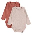 Minymo Bodysuit l/s - Rib - 2-Pack - Canyon Rose