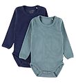 Minymo Rompers l/s - 2-pack - Kobold Blue