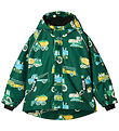 Småfolk Winter Coat w. Teddy - Evergreen w. Vehicle