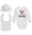 Polo Ralph Lauren Gift Box - Bodysuit/Teething Bib/Beanie - Whit