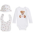Polo Ralph Lauren Gift Box - Bodysuit/Teething Bib/Beanie - Whit