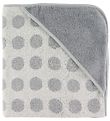Leander Hooded Towel - Matty - 80x80 - Cool Grey w. Dots