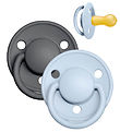 BIBS De Lux Pacifiers - Size 2 - 2-Pack - Round - Iron/Baby Blue