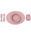 EzPz Set de Vaisselle - 4 Parties - Silicone - Rose