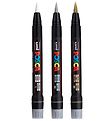 Posca Markers w. Brush Tip - PFC-350 - 3 pcs. - Silver/Gold/Whit