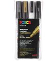 Posca Corner Markers - PC-3M - 4 pcs - Gold/Silver/White/Black