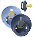 BIBS Colour Pacifiers - Size 2 - 2-Pack - Round - Sky Blue/Steel