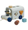 PlanToys Pull Along Toy - Bus w. Shape Sorter - Wood/Light Blue