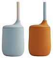 Liewood Becher m. Strohhalme - 2er-Pack - Silikon - Ellis - Must