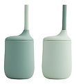 Liewood Cups w. Straws - 2-Pack - Silicone - Ellis - Mint Mix