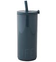 Design Letters Mugg m. Sugrör - 500 ml. - Travel - Royal