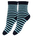 Fuzzies Socken - 2er-Pack - Schwarz/Türkis Gestreift