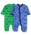 Pippi Baby Strampler mit Fuß - 2er-Pack - Grün/Blau m. Print