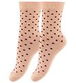 Fuzzies Socks - 2-Pack - Light Peach w. Bordeaux Dots