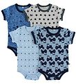 Pippi Baby Bodysuit - 4-Pack - S/S - Blue/Light Blue Pattern