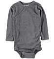 Joha Wrap Bodysuit L/S - Wool/Silk - Dark Grey