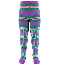 Molo Leggings - Rib - Stripy Tights - Purple Stripe