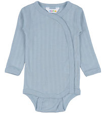 Joha Wrap Bodysuit L/æ - Wool/Silk - Dusty Blue