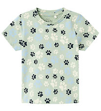 Name It T-shirt - NbmVroels - Silt Green w. Paws