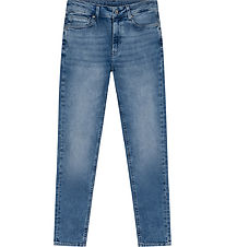 Indverskur Blue Jeans Jeans - Tapered Fit - Skemmdur Light Denim