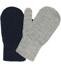 Melton Lúffur - 2 Pakki - Light Grey Melange/Blár