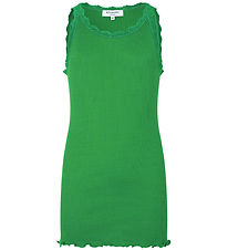 Rosemunde Top - Silk/Cotton - Bright Green w. Lace