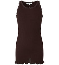 Rosemunde Top - Silk/Cotton - Dark Espresso w. Lace