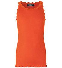 Rosemunde Top - Silk/Cotton - Cherry Tomato w. Lace
