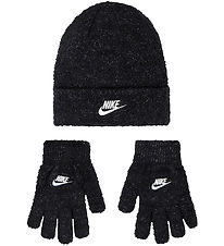 Nike Mössa/Handskar - Stickad - Svart m. Glitter
