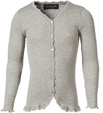 Rosemunde Cardigan - Silk/Cotton - Rib - Light Grey Melange