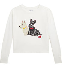Polo Ralph Lauren Blouse - Cropped - White w. Dogs