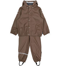 Mikk-Line Rainwear w. Suspenders - PU - Recycled - Chocolate Chi