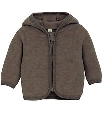 Huttelihut Cardigan - Wool fleece - Brown Melange w. Ears