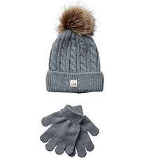 Sofie Schnoor Beanie/Gloves - Knitted - Grey Melange