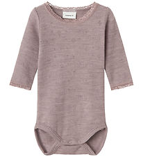 Name It Bodysuit L/æ - Wool - Noos - NbfWang - Purple Dove w. Po