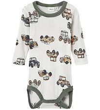 Name It Bodysuit L/æ - Wool - Noos - NbmWang - Snow White w. Car