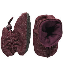 Melton Krabbelschuhe - Glitzer - Bordeaux