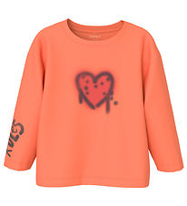 Name It Blouse - NmfNoa - Fusion Coral w. Heart