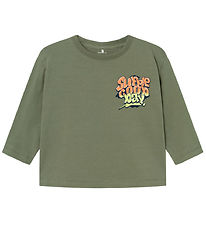 Name It Blouse - NmmNoel - Deep Lichen Green w. Graffiti