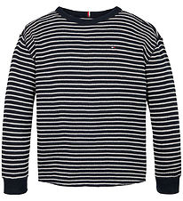 Tommy Hilfiger Blouse - Flag Mini Waffle - Blue/White Stripes