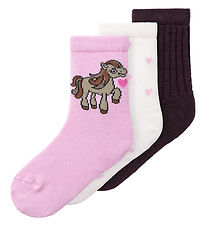 Name It Sokkar - 3 Pakki - NmfNadia - Jet Stream/Pastel Lavender