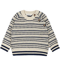 Petit Piao Blouse - Knitted - Off White/Deep Cobalt