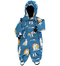 Småfolk Snowsuit - Solid Blue w. Polar bears