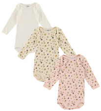 Petit Bateau Bodysuit L/æ - 3-Pack - Pink/White
