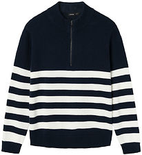 LMTD Blouse - Knitted - NlmNurjo - Dark Sapphire w. Stripes