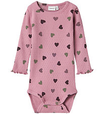 Name It Samfella L/æ - Rib - NbfNitte - Mauve Orchid M. Hjörtu