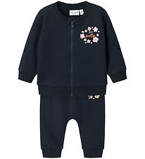 Name It Sweat Set - NbfVrillie - Dark Sapphire w. Flowers