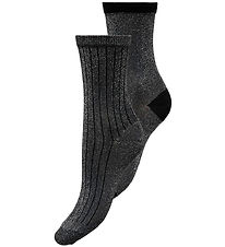 Kids Only Socks - KogElena - 2-Pack - Black w. Silver Glitter