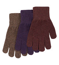 Mikk-Line Handschuhe - Wolle/Polyamid - 3er-Pack - Nightshade/Ch
